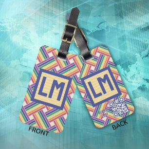 Étiquette À Bagage QR Code Vintage Rainbow Weaver Motif