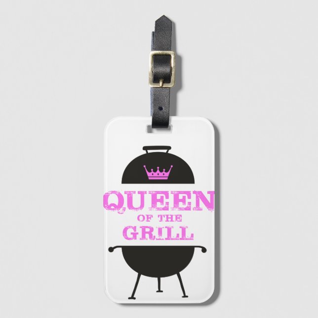Étiquette À Bagage Queen Of The Grill, Couronne Rose (Devant Vertical)