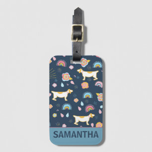 Étiquette À Bagage Quirky mignon Chien Rainbow Motif bleu Personnalis