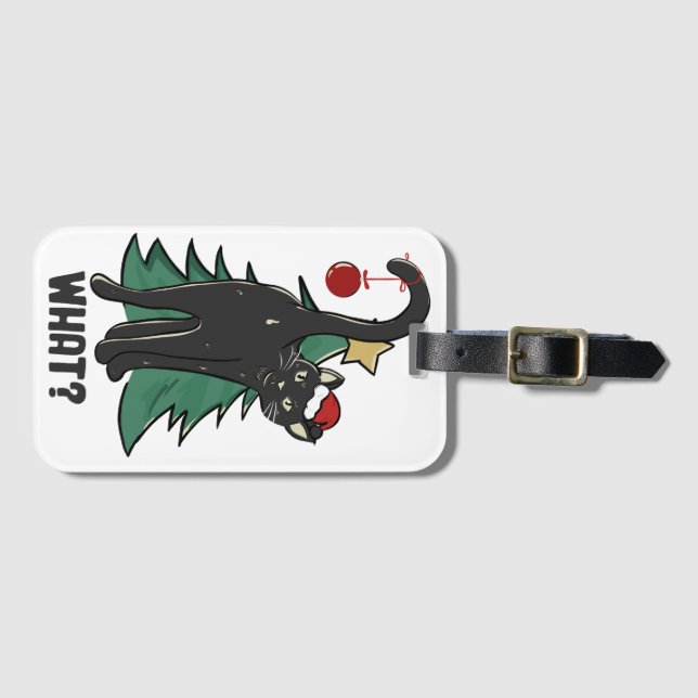Étiquette À Bagage Quoi ? Noël Black Cat Conception de vacances (Devant Horizontal)
