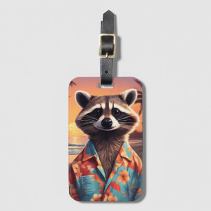 Étiquette À Bagage Raccoon Holiday