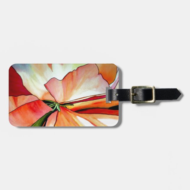 Étiquette À Bagage Rainbow Begonia flower watercolour original (Devant horizontal)