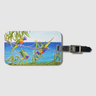 Étiquette À Bagage Rainbow Lorikeet Beachy Blue Australian Peinture