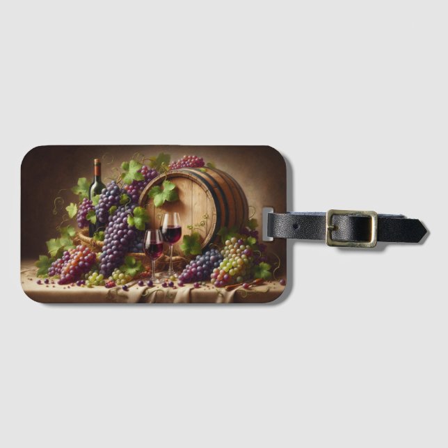 Étiquette À Bagage Raisins et vin vie morte (Devant Horizontal)