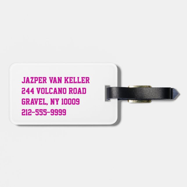 Étiquette À Bagage Ramasseur de Balle de Volley en Rose (Dos horizontal)