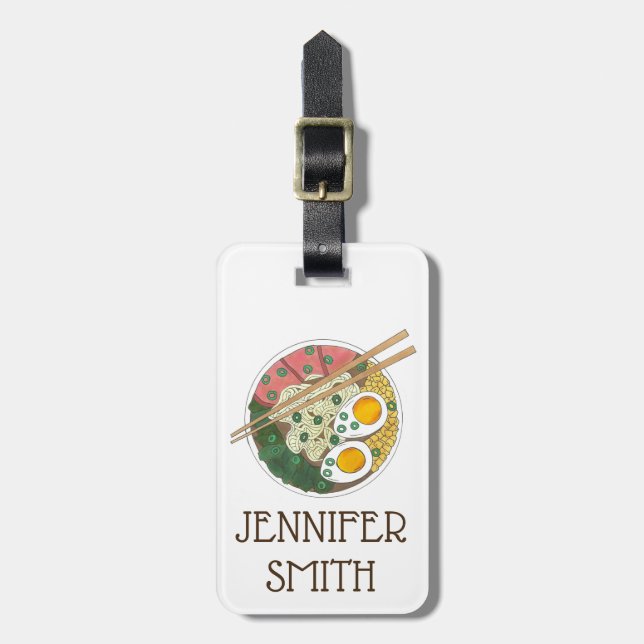 Étiquette À Bagage Ramen Noodles Bowl Restauration Japonaise Foin (Devant Vertical)