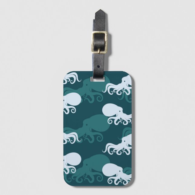Étiquette À Bagage Rangées de motif de poulpe (Devant Vertical)
