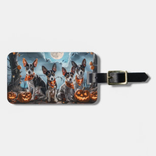 Étiquette À Bagage Rat Terrier Halloween Épouvantable