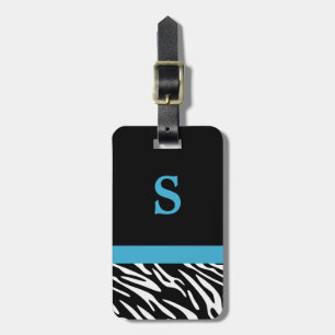 Étiquette À Bagage Rayure de zèbre de monogramme avec l'étiquette de