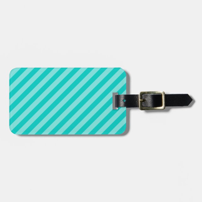 Étiquette À Bagage Rayures d'Aqua et de turquoise (Devant horizontal)
