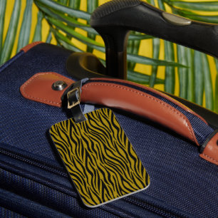 Étiquette À Bagage Rayures de zèbre en safari noir et marron 