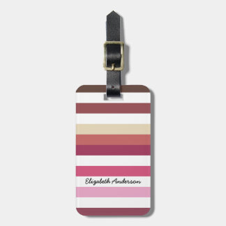 Étiquette À Bagage Rayures horizontales larges rouge-rose Girly avec