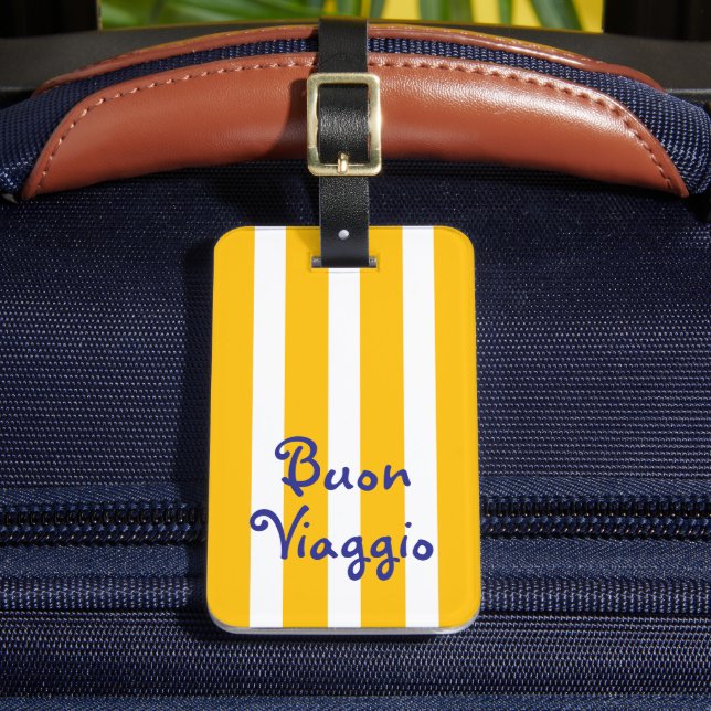 Étiquette À Bagage Rayures Jaune Orange Clair | Buon Viaggio (Insitu Rectoal 2)