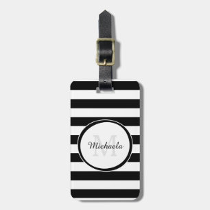 Étiquette À Bagage Rayures noires et blanches larges décontractées
