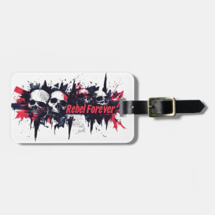 Étiquette À Bagage "Rebel Forever" - Edgy Skull Design graphique