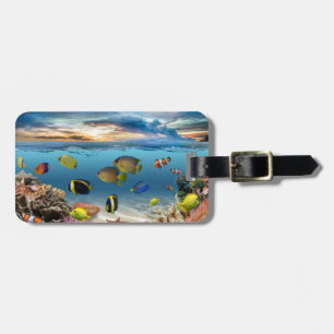 Étiquette À Bagage Récif de corail sous-marin Poisson tropical