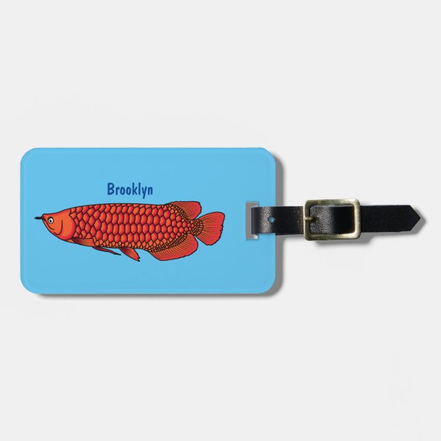 Étiquette À Bagage Red Arowana fish cartoon (Devant horizontal)