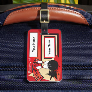 Étiquette À Bagage Red Bowling Pins et 🎳 Bowler