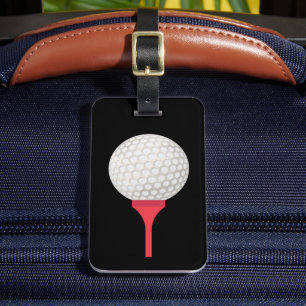 Étiquette À Bagage Red Golf Tee and Ball on Black