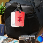 Étiquette À Bagage Red gradient geometric mesh pattern Monogram<br><div class="desc">Monogramme Personnalisez avec votre initiale et votre nom personnalisés. Motif de maillage géométrique dégradé rouge. Triangle maillage géométrique avec dégradé gris foncé clair. motif,  ombre,  maillage,  triangles,  géométrie,  géométrique,  dégradé,  cool,  triangle,  brillant,  rouge</div>