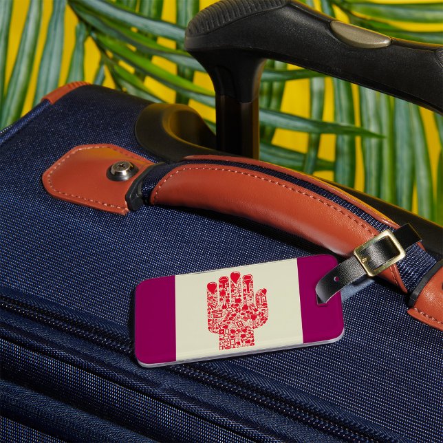 Étiquette À Bagage Red Medical Hand Symbol Healthcare (Créateur téléchargé)