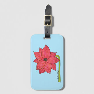 Étiquette À Bagage Red Star Flower with Blue background