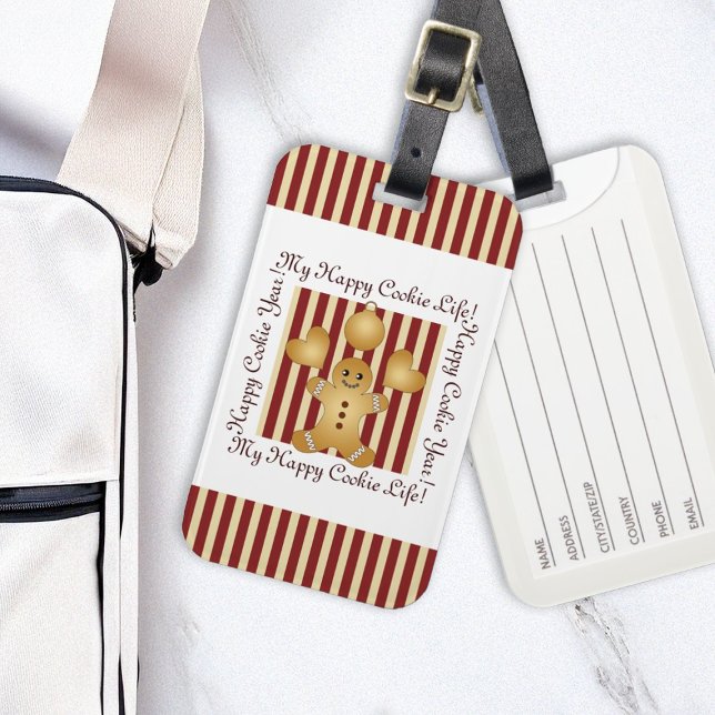 Étiquette À Bagage Red Strike Christmas Cookie Gingerbread Homme Kids (Créateur téléchargé)