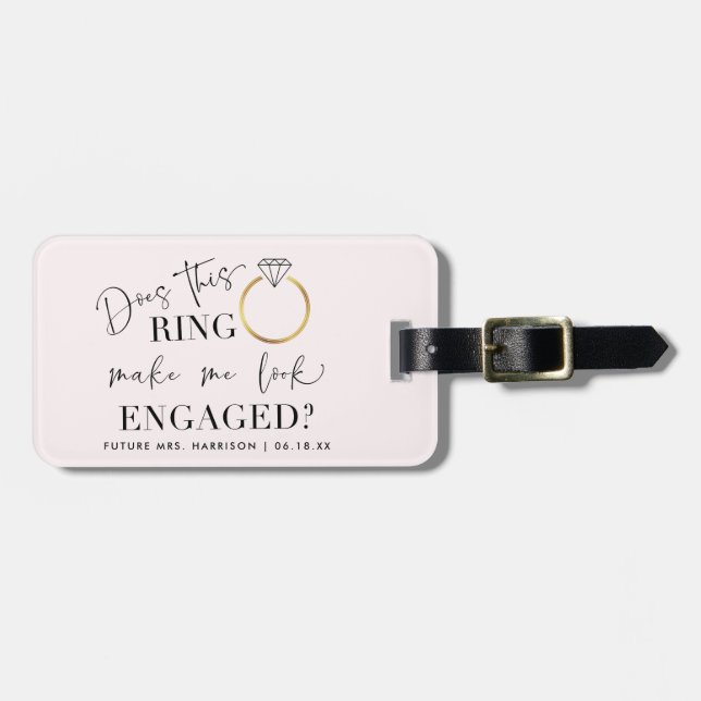 Étiquette À Bagage Regardez la Bague Rose Future Mme Pretty Engagée (Devant horizontal)