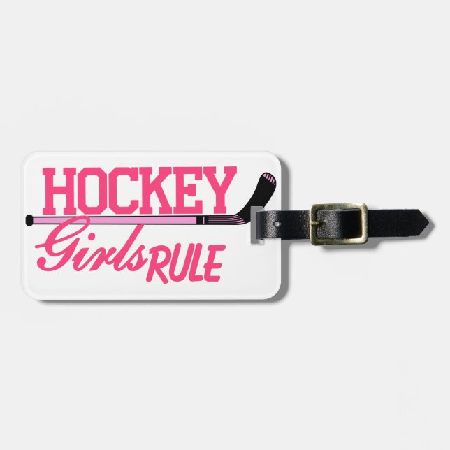 Étiquette À Bagage Règle de filles d'hockey (Devant horizontal)
