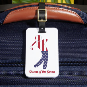 Étiquette À Bagage Reine du Vert   American Flag Golf Player