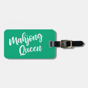 Étiquette À Bagage Reine Mahjong Nom Personnalisé en Vert