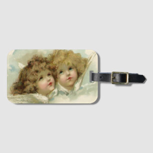 Étiquette À Bagage Religion Vintage, Anges Victoriennes dans les Nuag