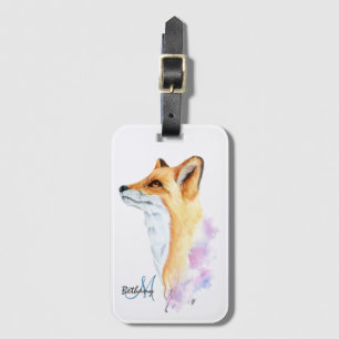Étiquette À Bagage Renard roux aquarelle personnalisé 