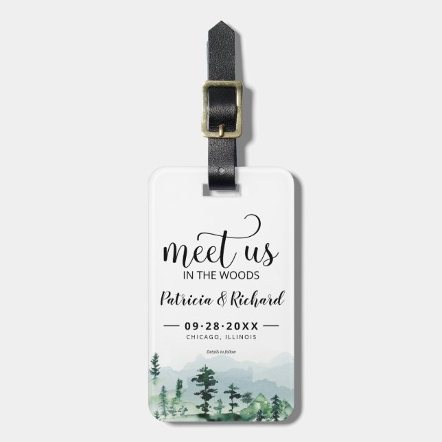 Étiquette À Bagage Rencontrez-Nous Dans Les Bois Mariage Extérieur Éc (Devant Vertical)