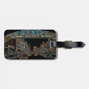 ÉTIQUETTE À BAGAGE RENO NEVADA VINTAGE COLORÉ EAU COLORÉ NON ART