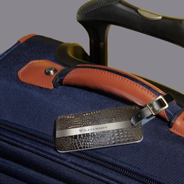 Étiquette À Bagage Reptile ivoire Brown en cuir numérique en titane m (Créateur téléchargé)