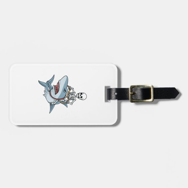 Étiquette À Bagage Requin squelette Halloween Cadeau drôle d'Hallowee (Devant horizontal)