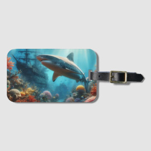 Étiquette À Bagage Requin tigre côtier/nautique et récif corallien