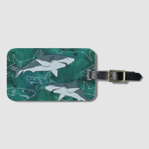 Étiquette À Bagage Requins, marine, mer, poisson, prédateur, animal,
