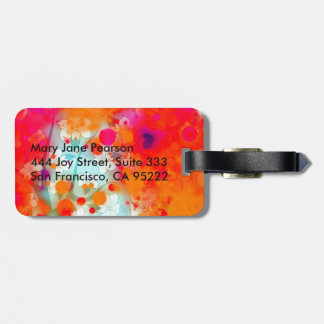 Étiquette À Bagage Résumé floral rêveur turquoise orange audacieux et