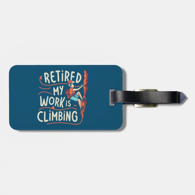 Étiquette À Bagage Retraité Mon Travail Est Escalade Flowy Lines (Dos horizontal)