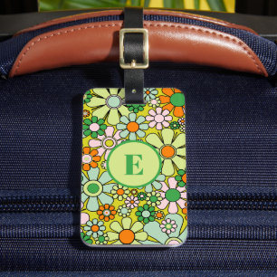 Étiquette À Bagage Retro 60s les années 70 modèle floral personnalisé