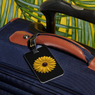 Étiquette À Bagage Retro 60s Sunflower Daisy Fleur Mode Noir