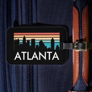 Étiquette À Bagage Retro Atlanta Georgia Vintage Sunset Skyline
