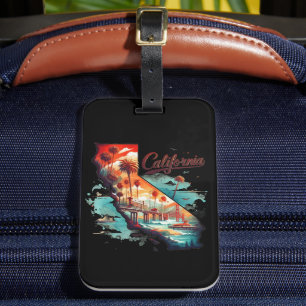 Étiquette À Bagage Retro California USA Carte Voyage Souvenir