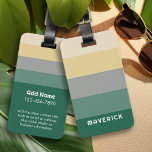 Étiquette À Bagage Retro Grandes Vert Gris Simple Sans Serif Nom<br><div class="desc">Rugby Stripes - Un motif preppy avec des rayures audacieuses et un nom. Si votre art doit encore être ajusté,  cliquez sur le bouton Personnaliser. Cela vous mènera à un espace design où vous pouvez déplacer les choses et même changer de couleurs !</div>