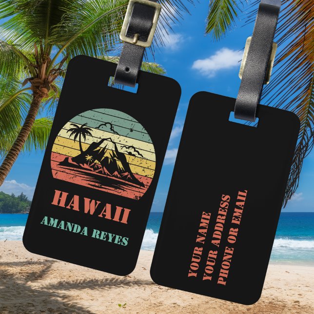 Étiquette À Bagage Retro Hawaii personnalisé (Créateur téléchargé)