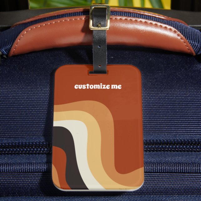 Étiquette À Bagage Retro les années 70 Wavy Orange Super Hippie perso (Insitu Rectoal 2)