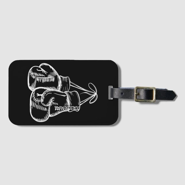 Étiquette À Bagage Retro Love White Boxer Gants Cadeaux Boxer Cadeau (Devant Horizontal)