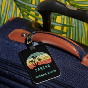 Étiquette À Bagage Retro personnalisé Cancun Souvenir